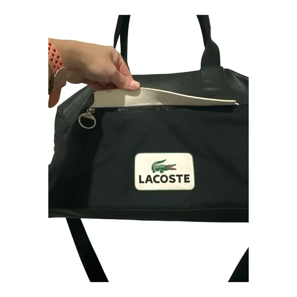 Lacoste Vintage Black Duffel Bag Gym Travel Weekender